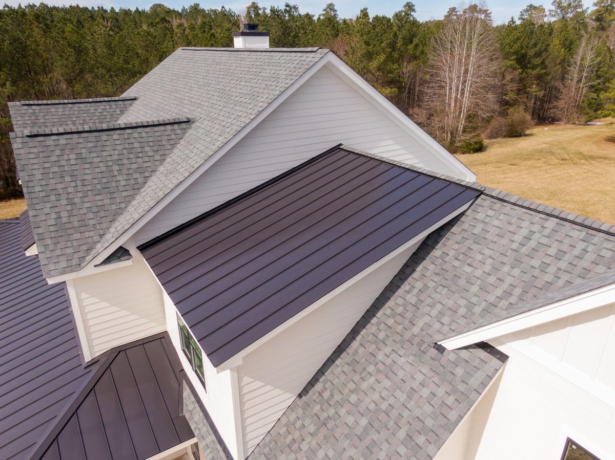 Residential home with metal roof
