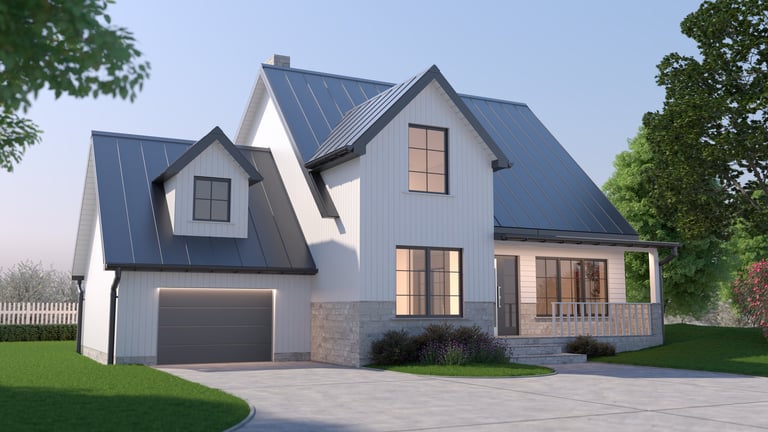 Residential home with new gutters